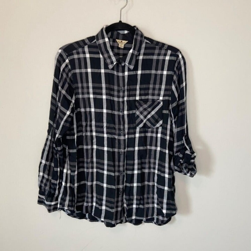 Woolrich Black Flannel Button Up Shirt Large